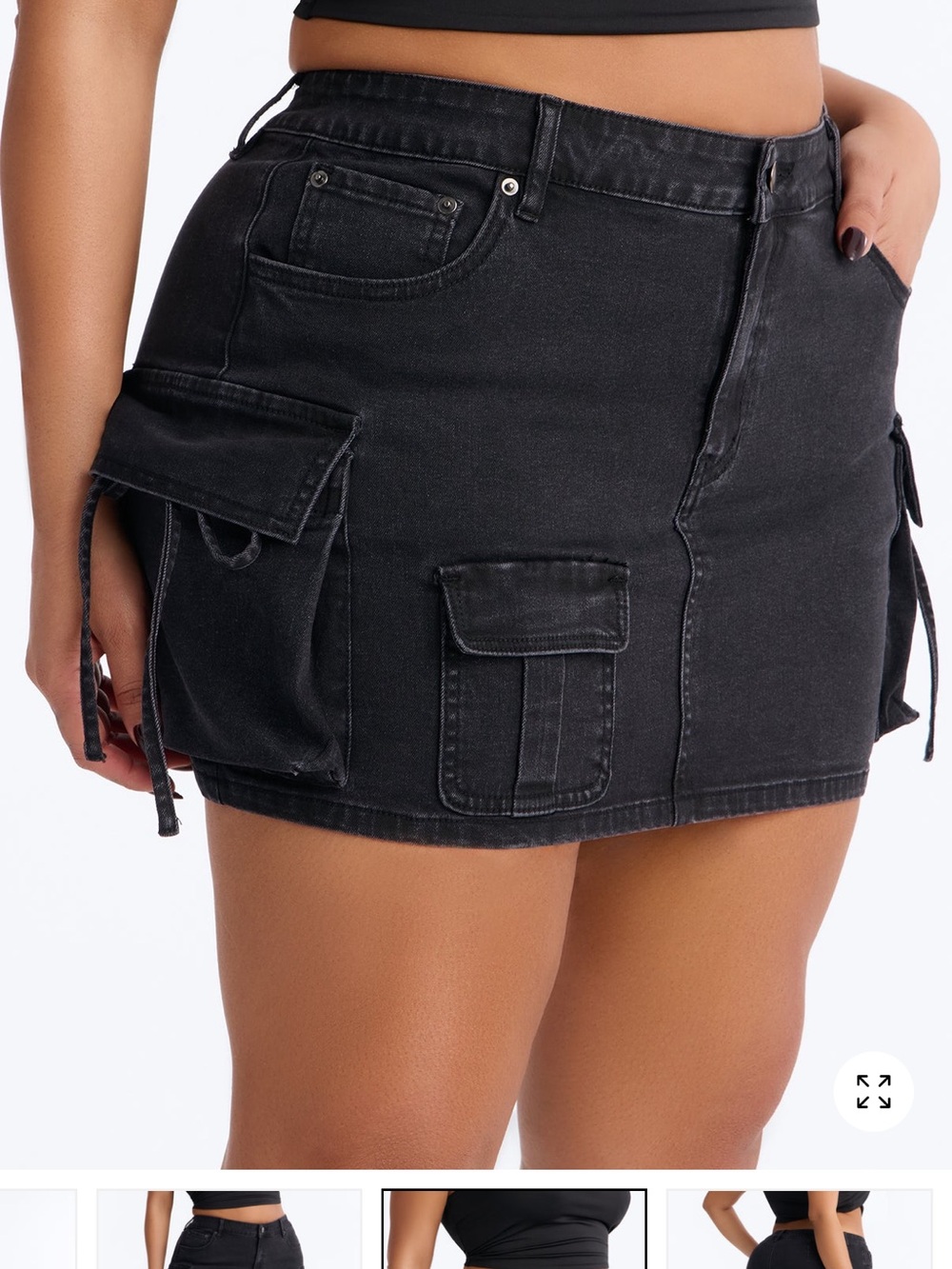 Fashion Nova Black Cargo Denim Mini Skirt